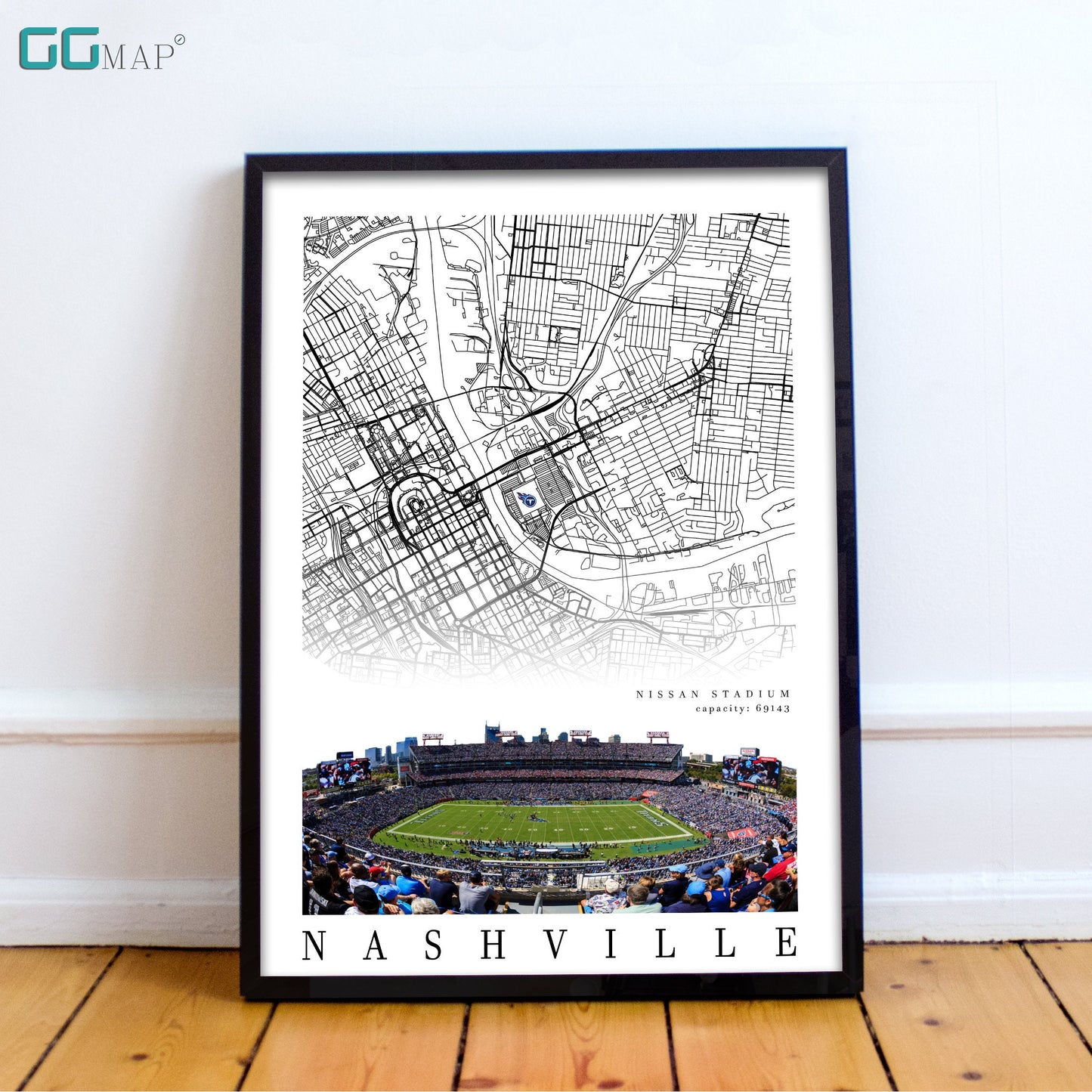 City map of NASHVILLE - Nissan Stadium poster - Home Decor Nashville - Tennessee Titans poster - Nashville poster - Print map - Gift -