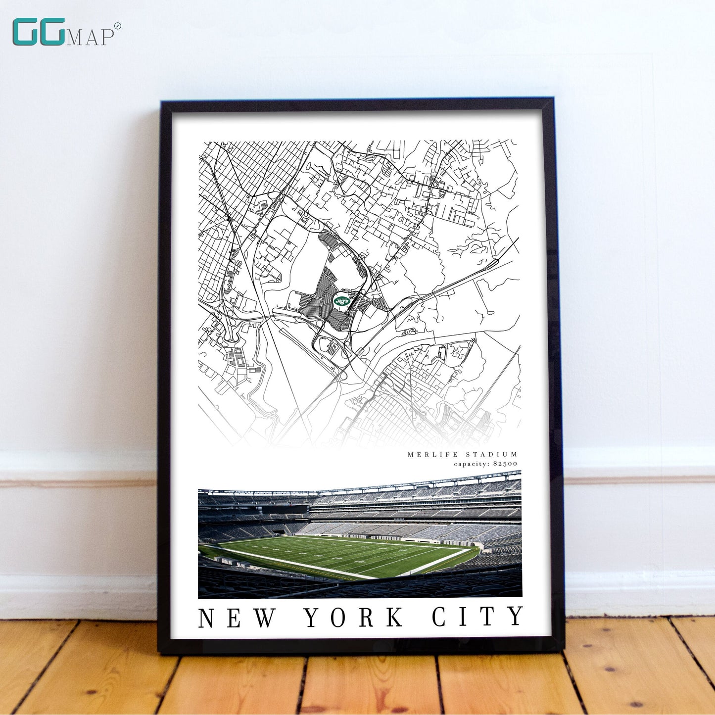 City map of NEW YORK - Merlife Stadium poster - Home Decor New York Jets - New York Jets poster - New York gift - Print map - Gift -