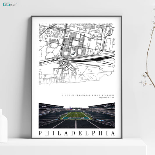 a white poster with a map of philadelphia on it