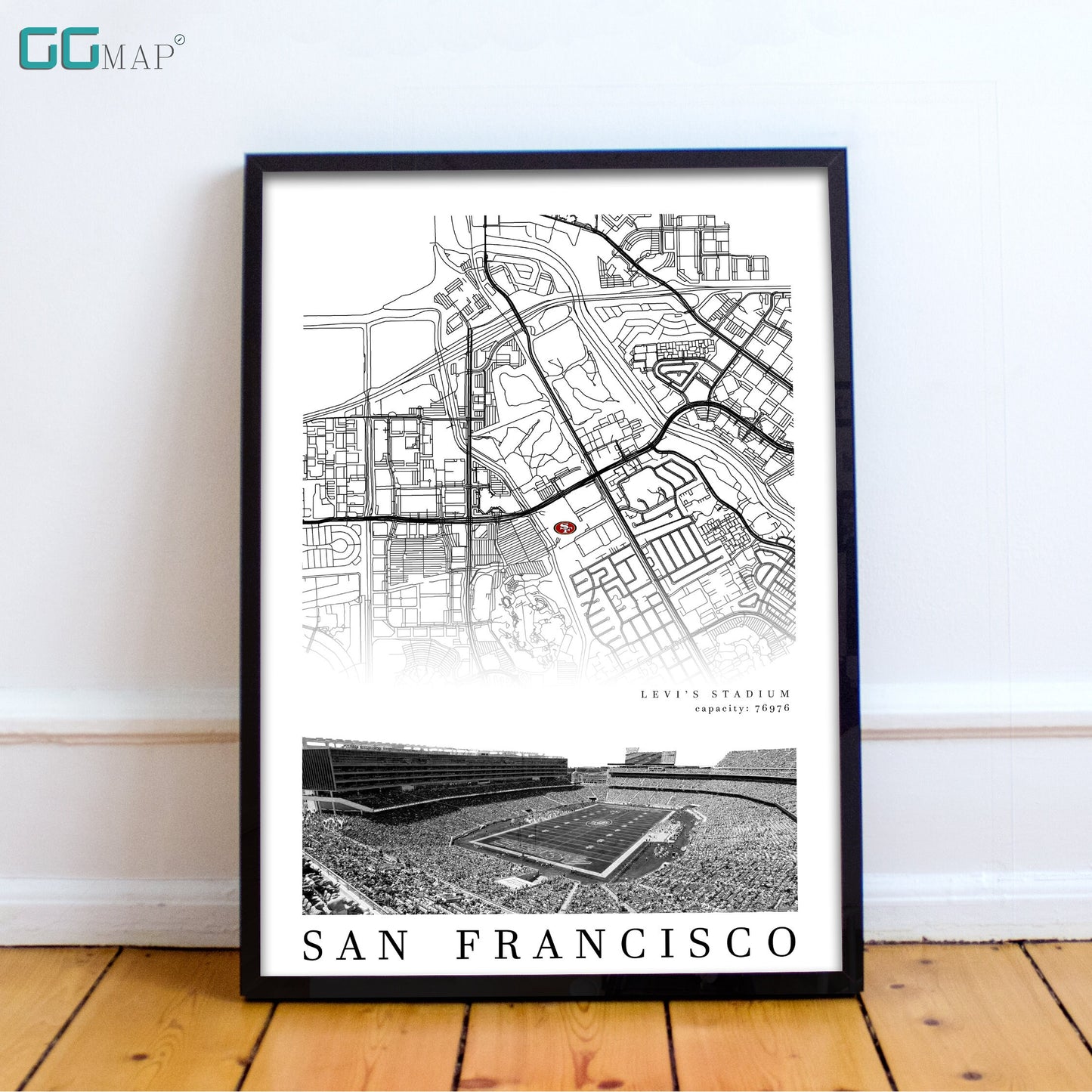 City map of SAN FRANCISCO - Levis Stadium poster - Home Decor Levis Stadium - 49ers poster - San Francisco poster - Print map -