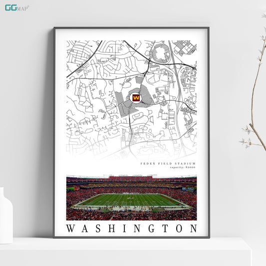 a map of washington with a football field in the background