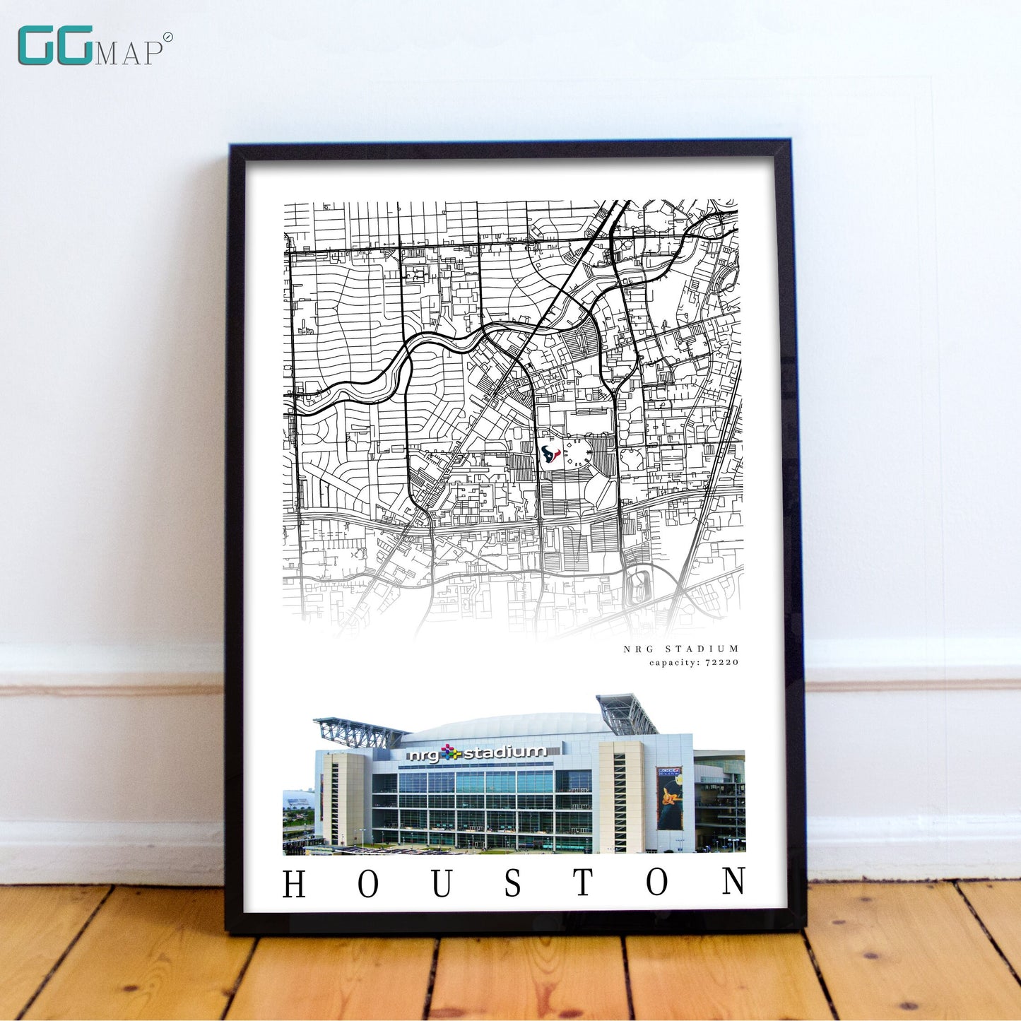 City map of HOUSTON - NRG Stadium - Home Decor Houston - Houston decor - Houston poster - Print map -