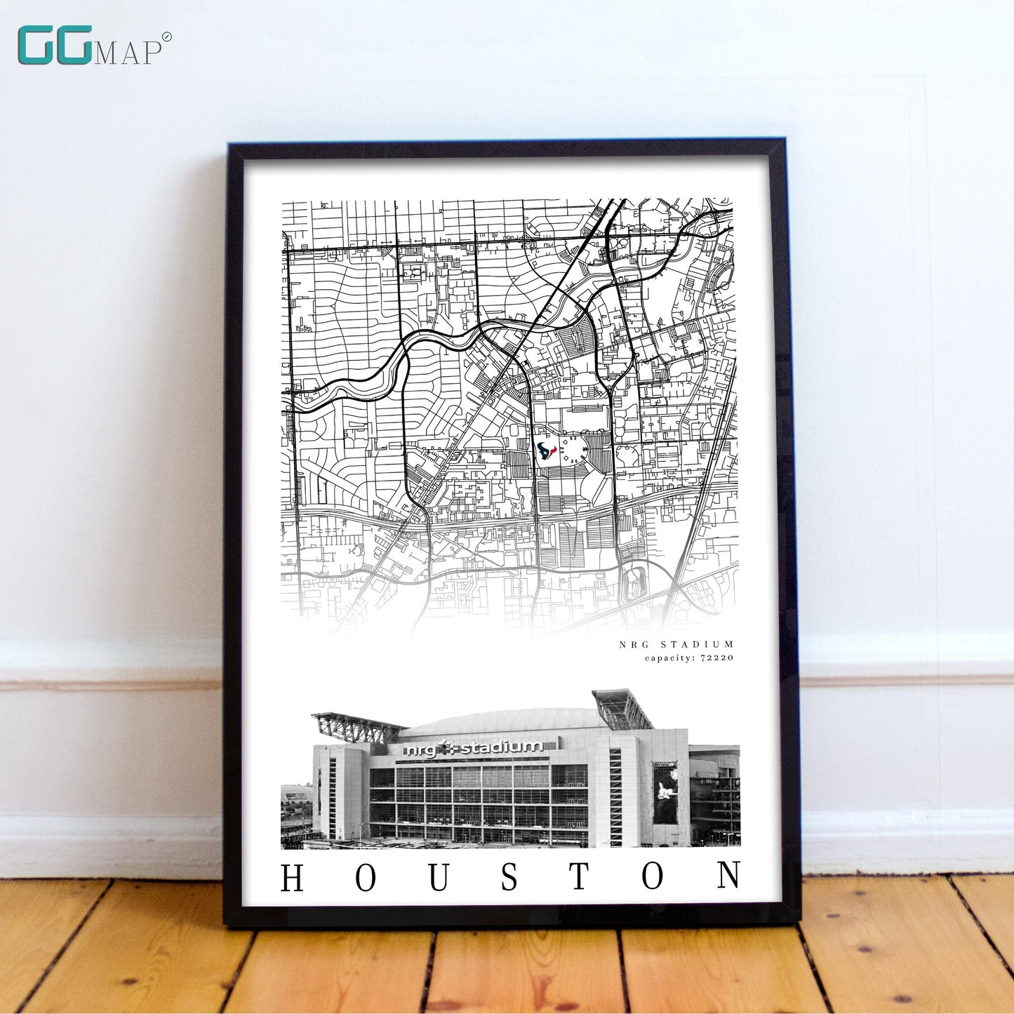 City map of HOUSTON - NRG Stadium - Home Decor Houston - Houston decor - Houston poster - Print map -