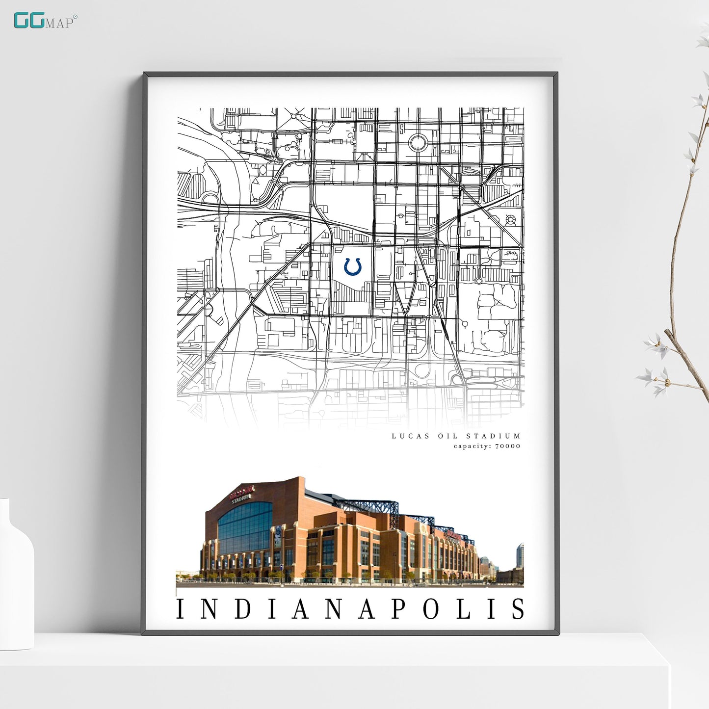 a poster of a city map of indianapolis