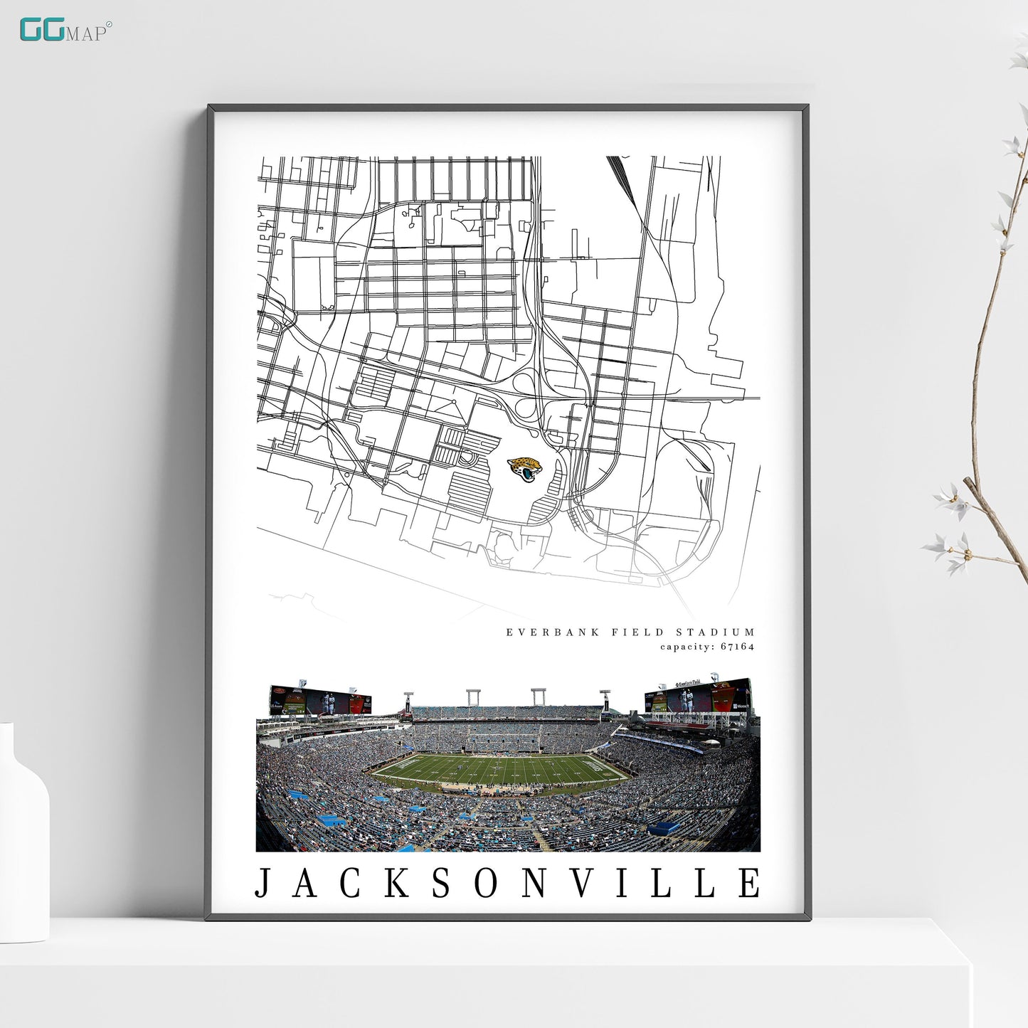 a poster of a stadium with a map of jacksonville