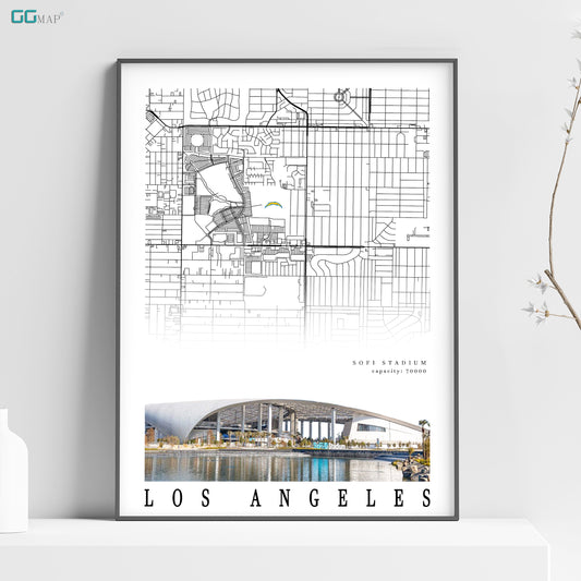 City map of LOS ANGELES - Sofi Stadium poster - Home Decor Los Angeles Chargers - Los Angeles Chargers wall decor - Print map - Gift -