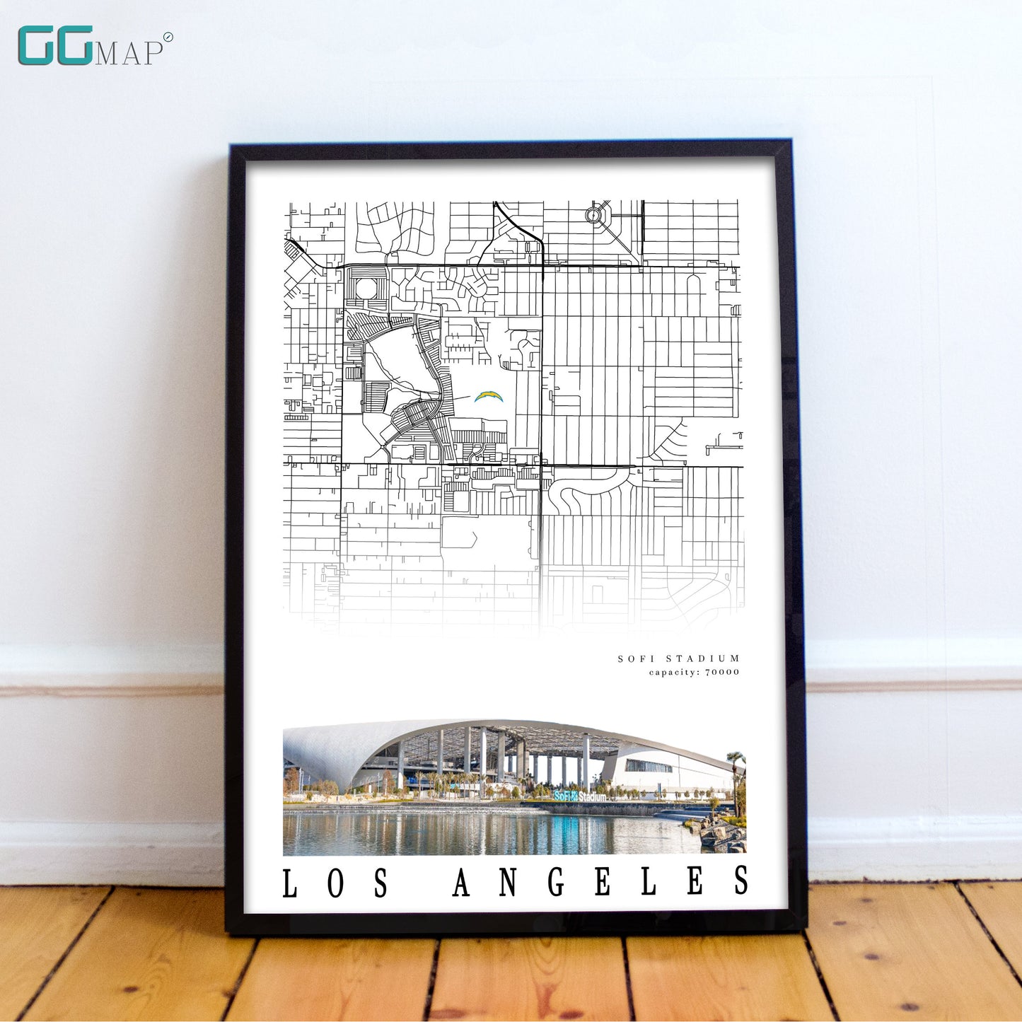 City map of LOS ANGELES - Sofi Stadium poster - Home Decor Los Angeles Chargers - Los Angeles Chargers wall decor - Print map - Gift -