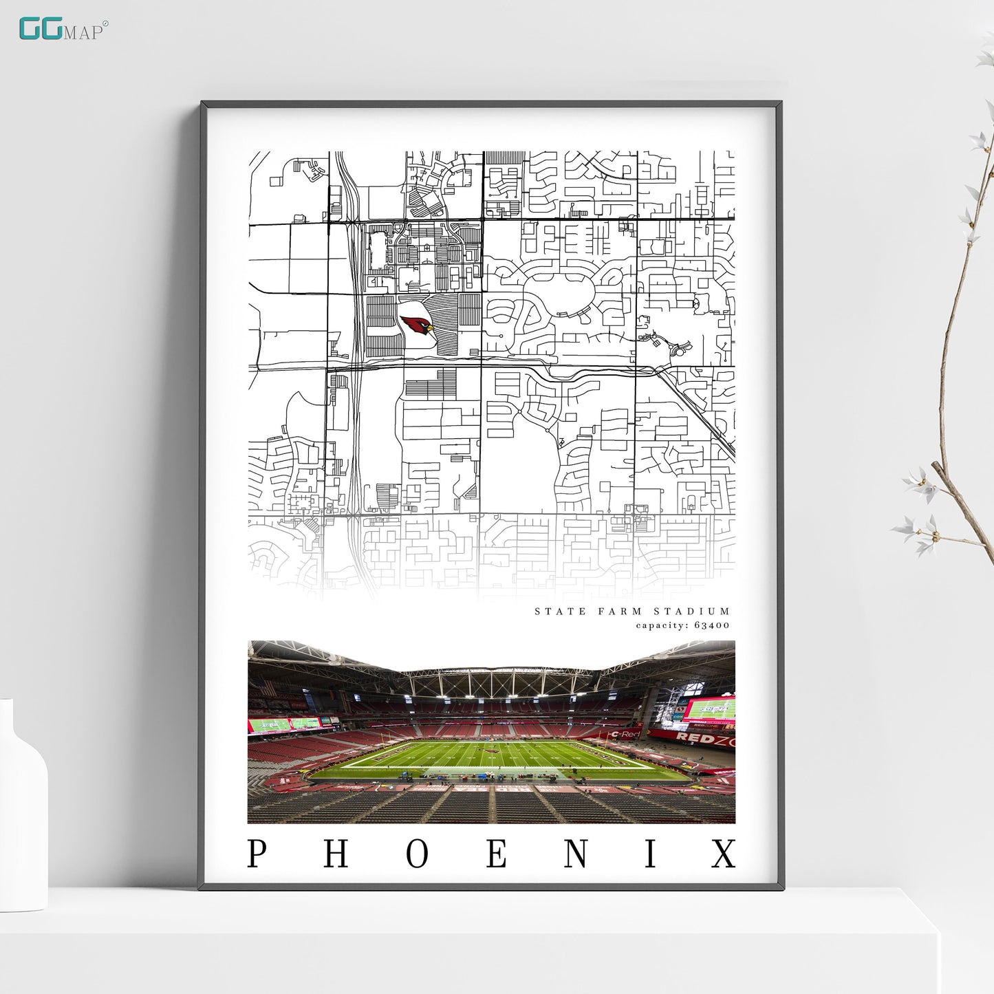 a poster of a stadium with a map of the stadium