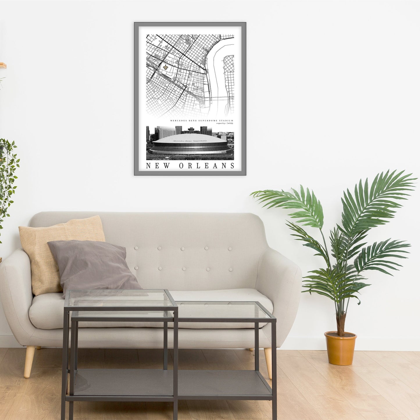 City map of NEW ORLEANS - Superdome Stadium poster - Home Decor New Orleans - Orleans Saints poster - NFL poster - Print map - Gift -