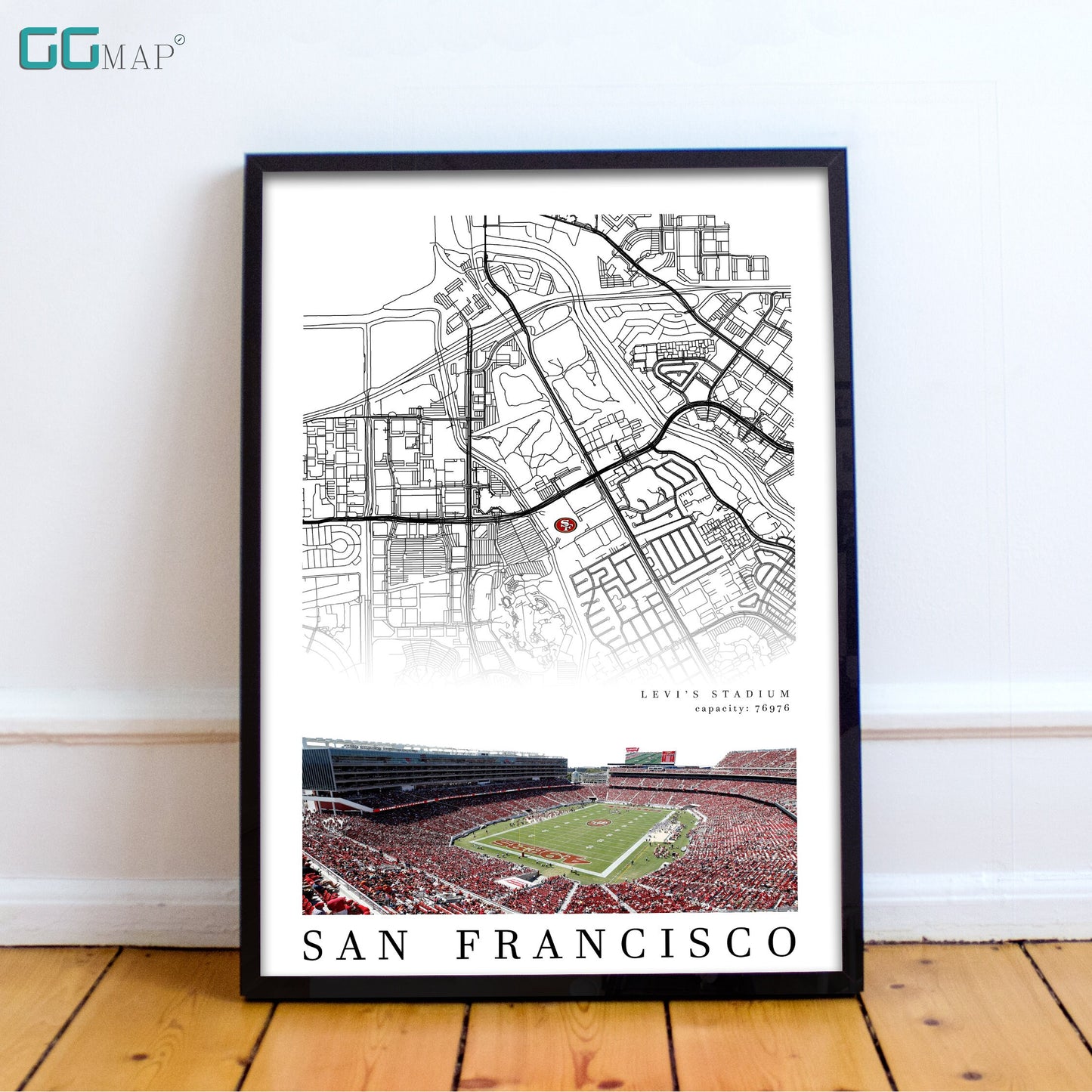 City map of SAN FRANCISCO - Levis Stadium poster - Home Decor Levis Stadium - 49ers poster - San Francisco poster - Print map -