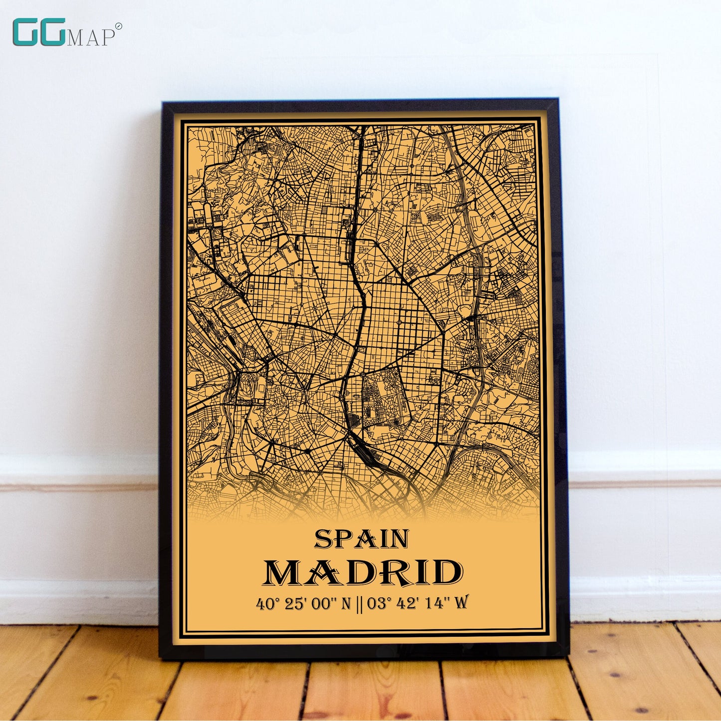 City map of MADRID - Home Decor - Office map - Travel map - Print map - Medallion yellow map - Madrid map - Map art - Spain