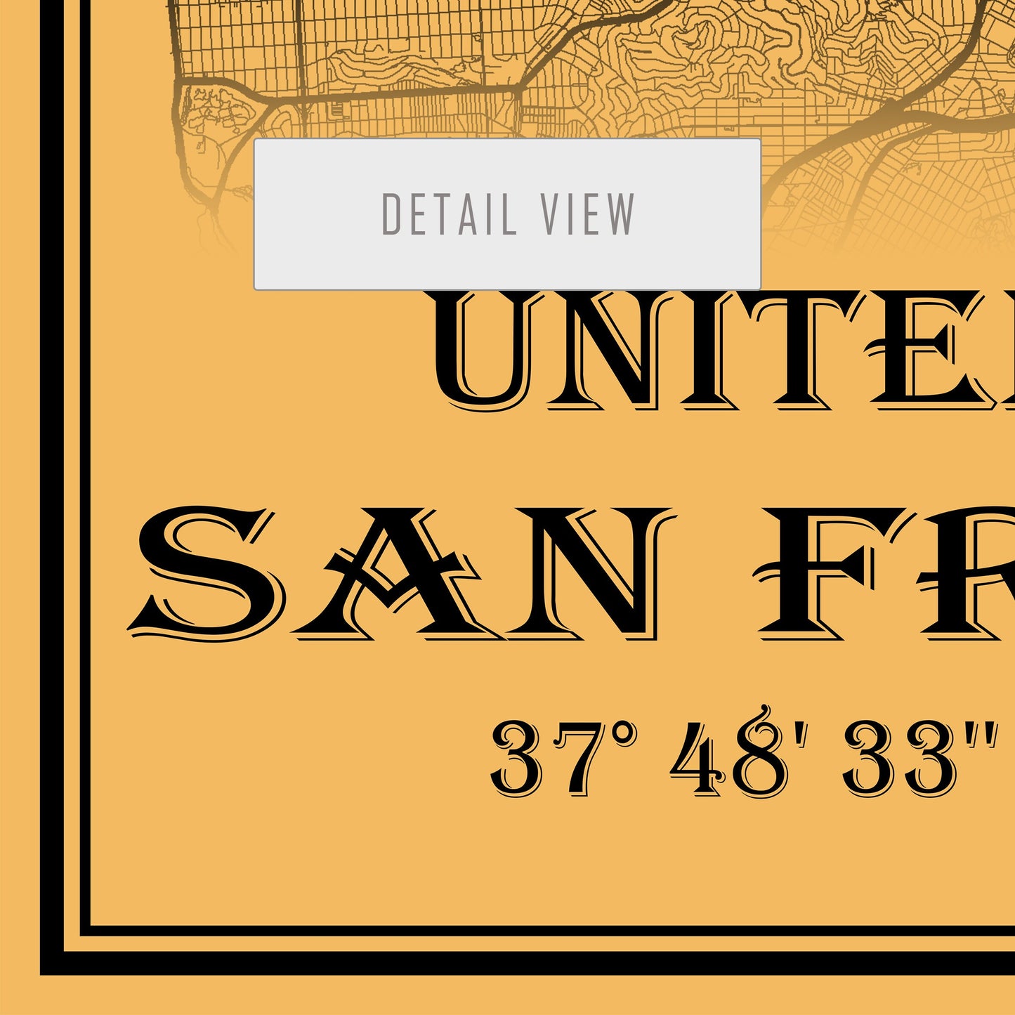 City map of SAN FRANCISCO - Home Decor - Office map - Travel map - Print map - Medallion yellow map - San Francisco map - Map art - USA