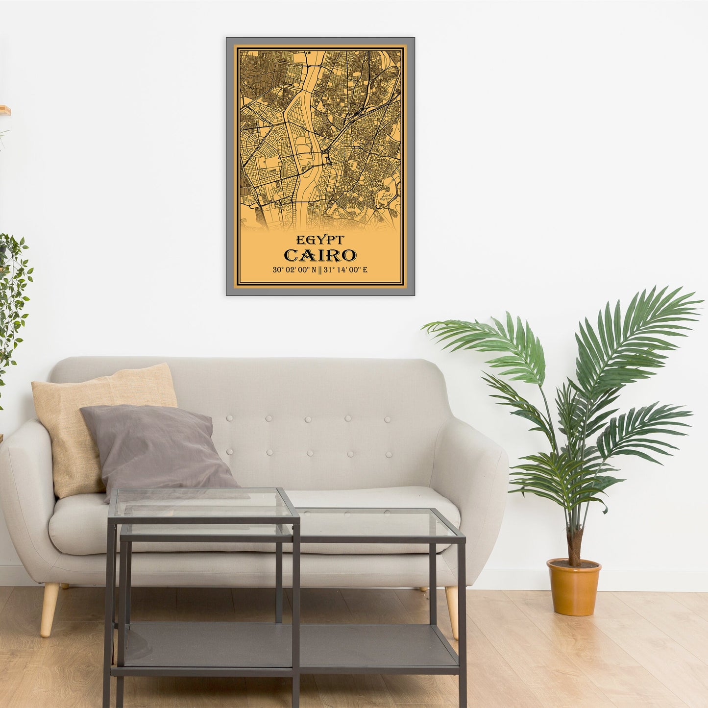 City map of CAIRO - Home Decor - Office map - Travel map - Print map - Medallion yellow map - Cairo map - Map art - Egypt