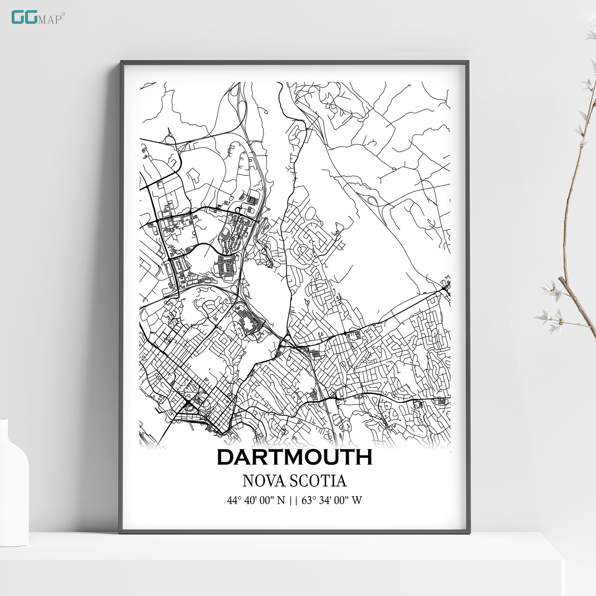 a black and white map of dartmouth, north carolina