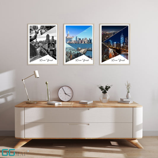 Set of 3 ''NEW YORK Story'' - New York full story - New York poster - Wall art - Home decor - Digital Print -
