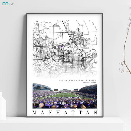 City map of MANHATTAN - Bill Snyder Family - Home Decor Bill Snyder Family - Bill Snyder Family wall decor - K-STATE - Print map -