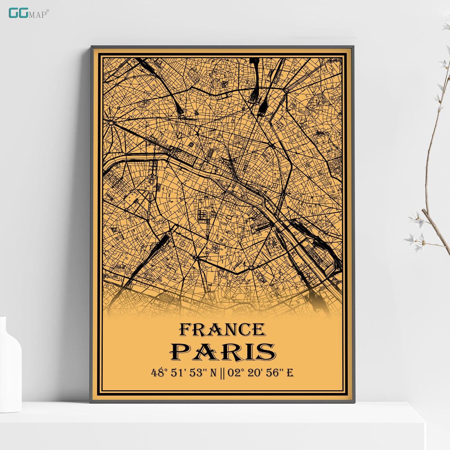 a map of the city of paris on a shelf