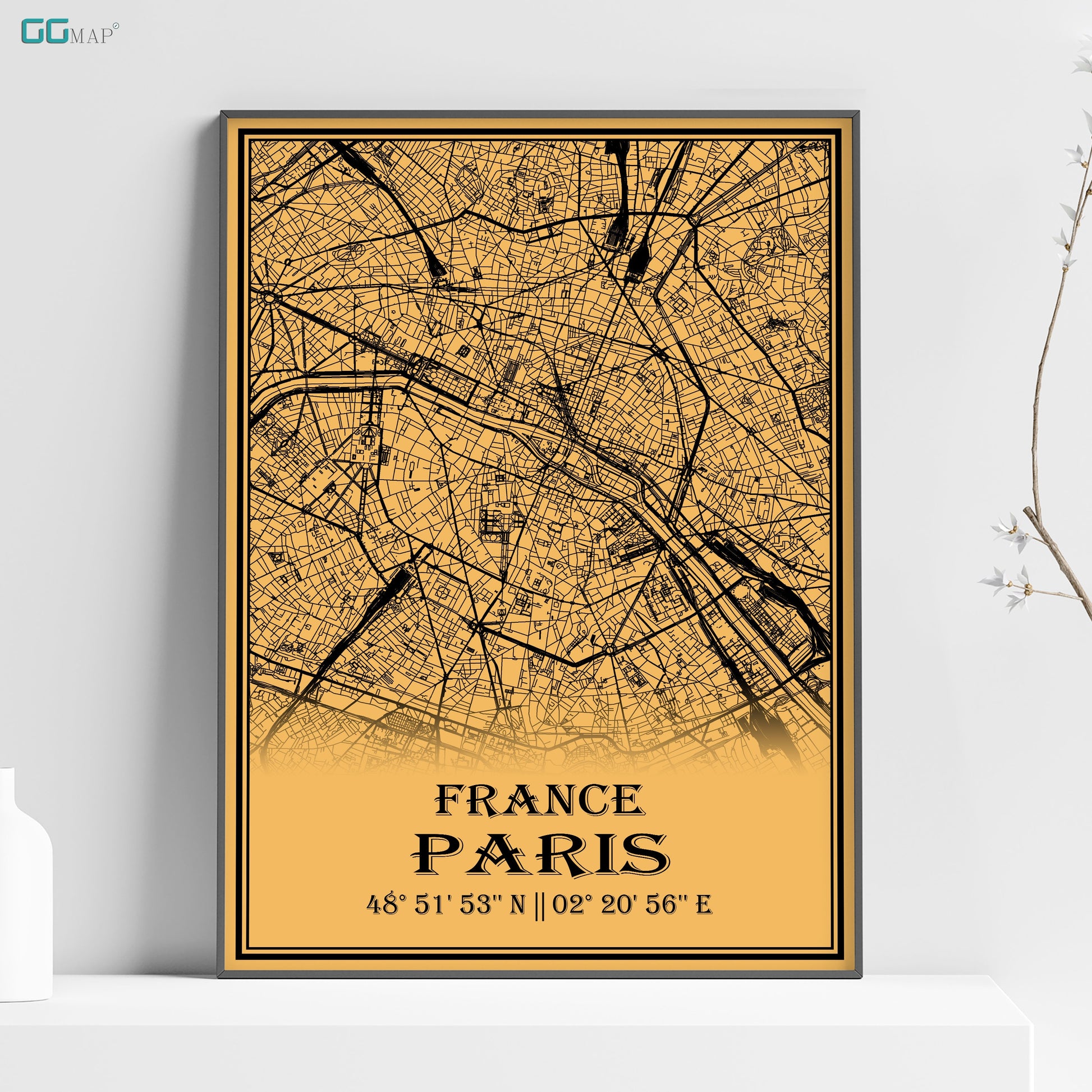 a map of the city of paris on a shelf