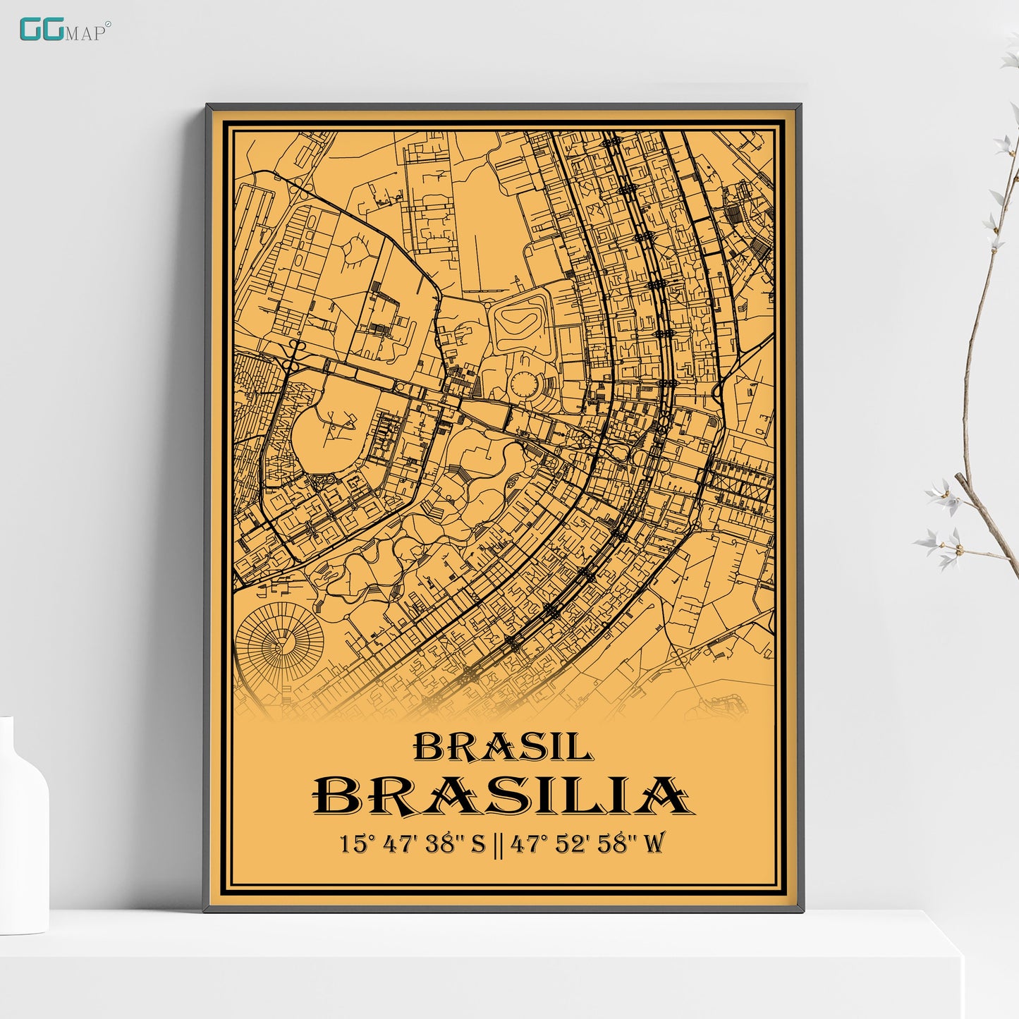 a map of the city of brasil in yellow