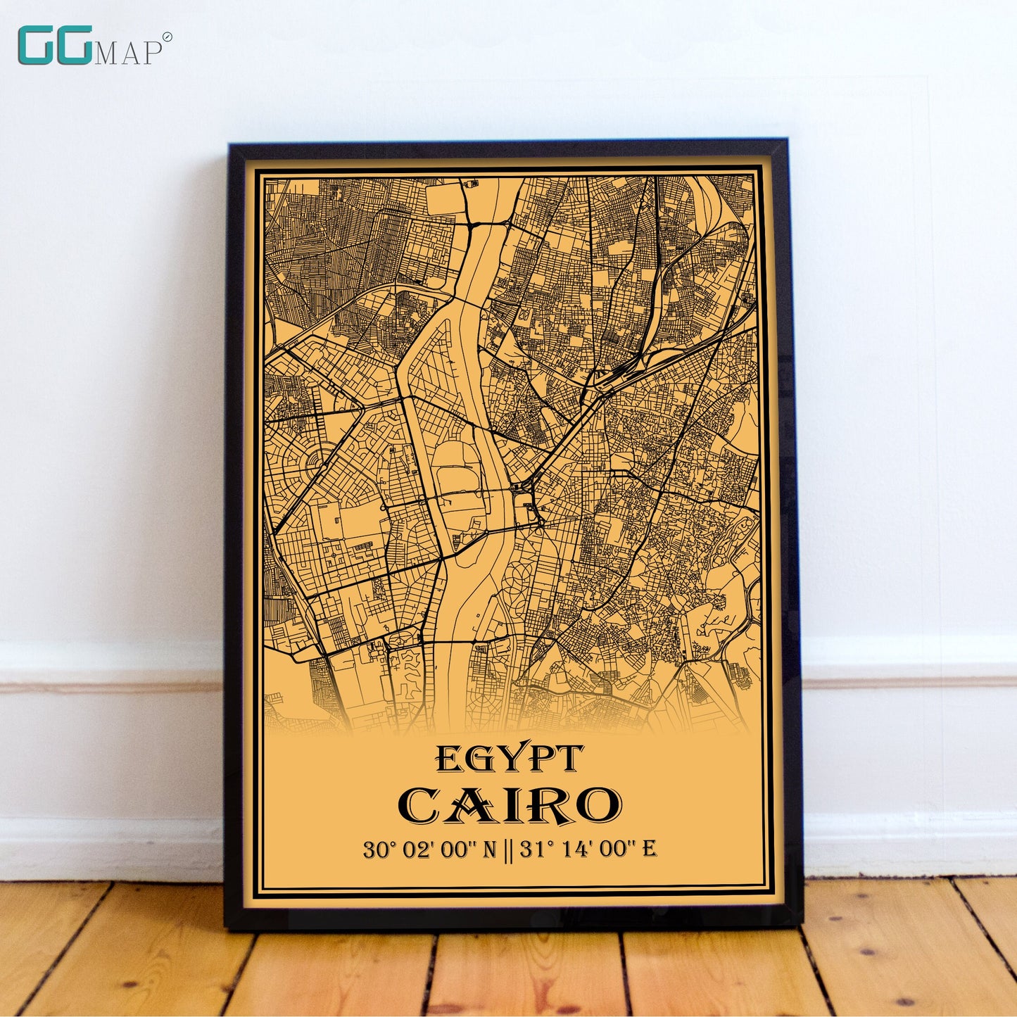 City map of CAIRO - Home Decor - Office map - Travel map - Print map - Medallion yellow map - Cairo map - Map art - Egypt