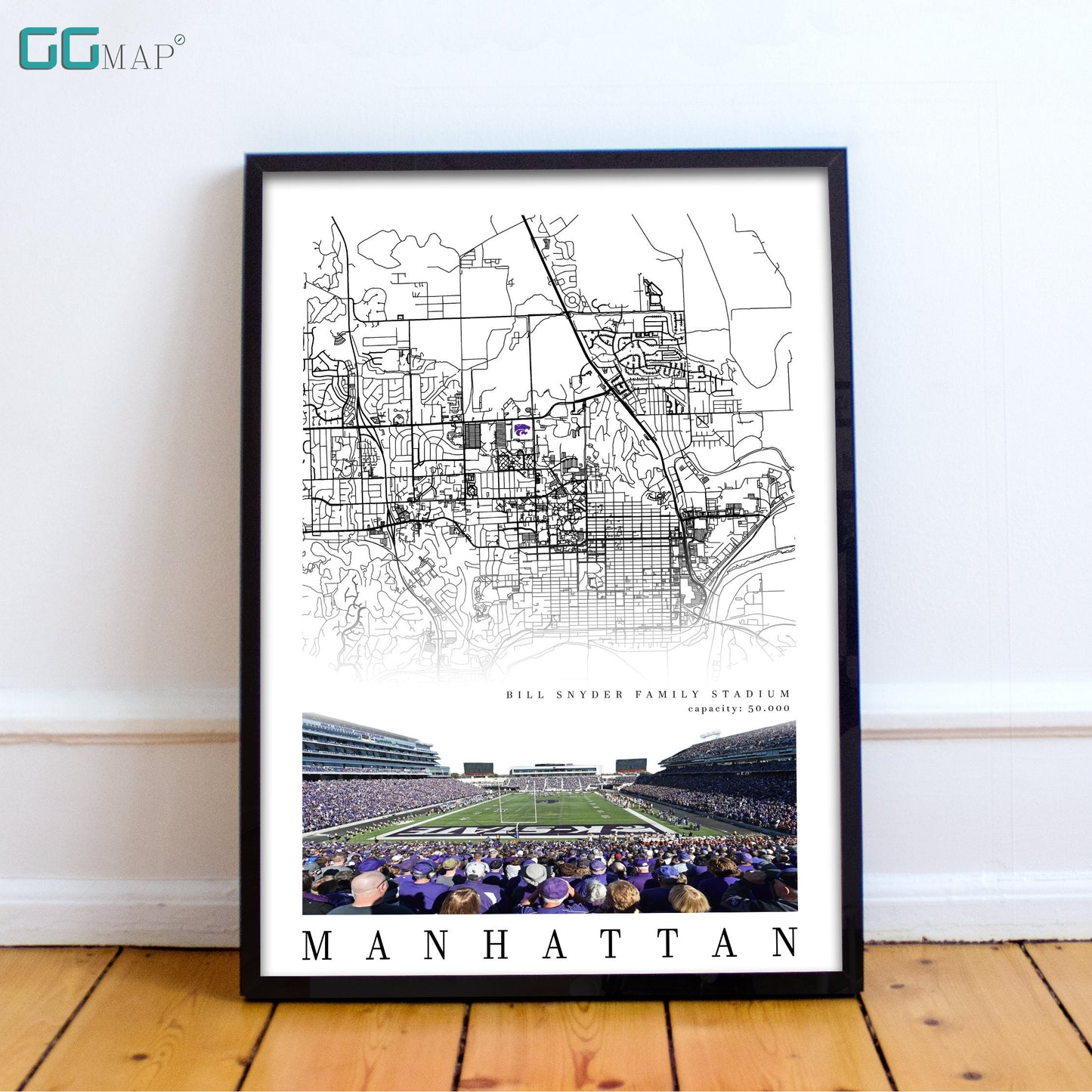 City map of MANHATTAN - Bill Snyder Family - Home Decor Bill Snyder Family - Bill Snyder Family wall decor - K-STATE - Print map -