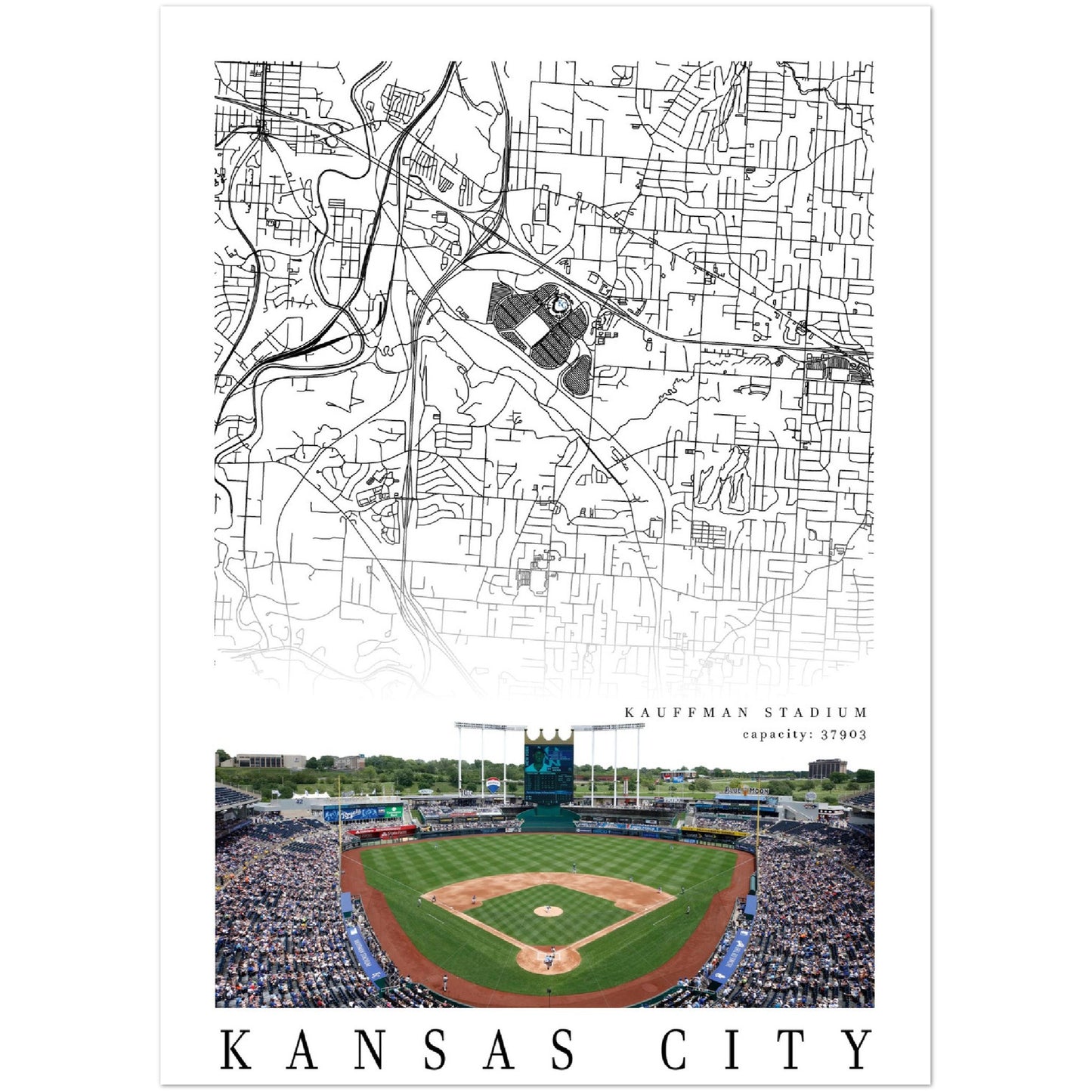 City map of Kansas City - Kauffman Stadium